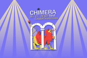 Locandina Chimera Fest e fasci di luce